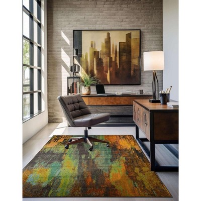 Colorful Abstract Synthetic Rectangular Indoor Area Rug