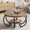 Round Coffee Table 30" Center Table, 2-Tier Coffee Table with Adjustable Feet, Living Room Tables with Storage Shelf and Designed Wood Grain - 4 of 4
