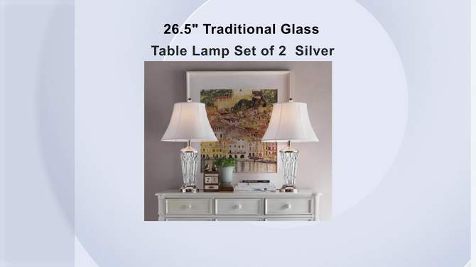 26.5&#34; Traditional Glass Table Lamp Set of 2 (Includes CFL Light Bulb) Silver - Ore International, 2 of 5, play video
