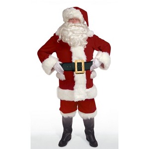 Halco Mens Burgundy Velvet Santa Suit with Overalls Costume Red - 1 of 1