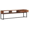 vidaXL TV Cabinet Natural and Black Solid Sheesham Wood, Powder-Coated Steel - 4 of 4