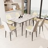 7-Piece Expandable Dining Set with Rectangle Table and 6 PU Armless Chairs - 2 of 4