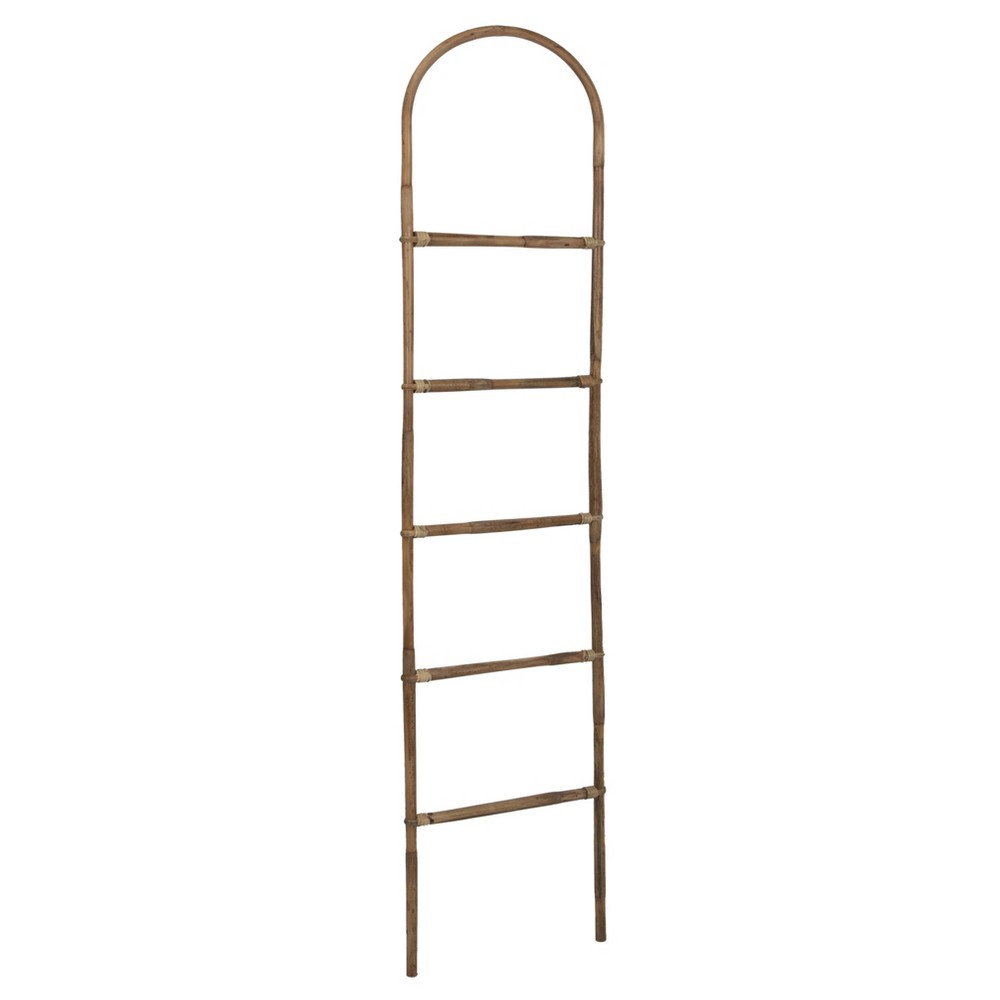 Storied Home Versatile Blanket Ladder Natural: Bamboo Frame, 5 Rungs, Eco-Friendly Design, No Assembly Required