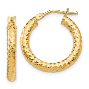 Black Bow Jewelry 3mm Crisscross Round Hoop Earrings in 14k Yellow Gold, 22mm (7/8 Inch) - 1 of 4