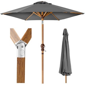 Best Choice Products 10ft Outdoor Woodgrain Pattern Steel Market Patio Umbrella w/ Crank, Tilt - 1 of 4