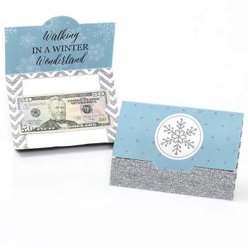 Big Dot of Happiness Winter Wonderland - Snowflake Holiday Party and Winter Wedding Money and Gift Card Holders - Set of 8
