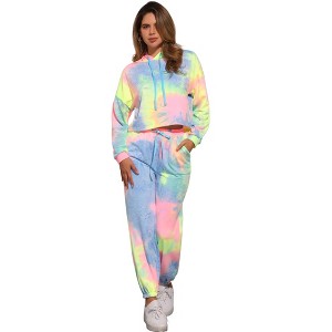 INSPIRE CHIC Women's Tie Dye Pullover Hoodie Drawstring Jogging Sports 2 Pieces Outfit Sweatsuits - 1 of 4