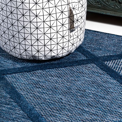 Navy Trellis Handmade Synthetic 3x5 Indoor/Outdoor Rug