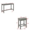 Space-Saving 4 PCS Dining Set, 59'' Wood Bar Table with MDF Top and Power Outlet, Upholstered Stools with Linen Cushion-Baofuwish - 4 of 4