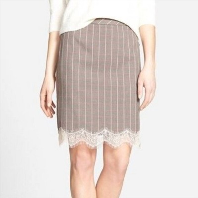 Women's Lace Trim Plaid Pencil Skirt - Chelsea28