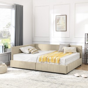 Full Size Storage Upholstered Tufted Bed Frame, Sofa Bed Frame with Comfortable Backrest and Armrests - 1 of 4