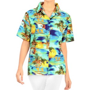 HAPPY BAY Button Down Shirt Casual Summer Beach Party Blouse Shirt Colorful Tops Blouses Button Up Short Sleeve Dress Hawaiian Shirts - 1 of 4