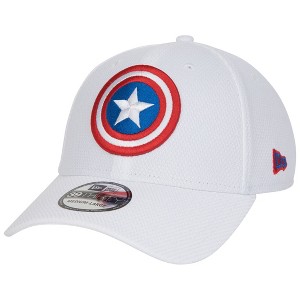 Adult Captain America Logo White Colorway New Era 39Thirty Fitted Hat - Large/XLarge - 1 of 4