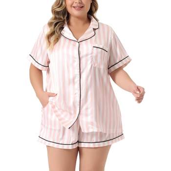 Agnes Orinda Women's Plus Size Satin Cross Camisole Ruffle Trim Elastic  Waist Shorts Sleepwear Pajamas Set Silver Gray 4X