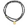 SHINE by Sterling Forever Black Beaded Disk Stretch Bracelet Gold - 3 of 3