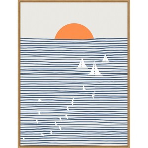 Amanti Art Three White Sails by Little Dean Framed Canvas Wall Art - 1 of 4