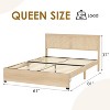 Natural Rattan Bed Frame with Wood Headboard, 2 Storage Drawers, RGB LED Lights, Boho Platform Bed with Wooden Slats, No Box Spring Needed - 2 of 4