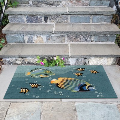 Aquatic Bliss Hand-Tufted Indoor/Outdoor Rectangular Blue Rug