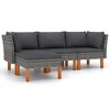 vidaXL 4 Piece Patio Lounge Set with Cushions Poly Rattan Gray - 2 of 4