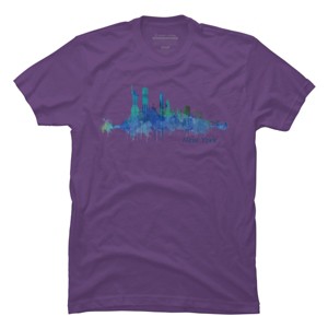 Men's Design By Humans New York City Skyline v05 Cityscape Watercolor By HQPhoto T-Shirt - 1 of 3