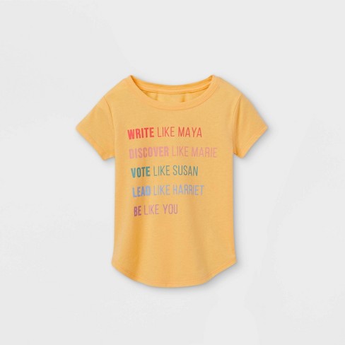 De er overskæg nordøst Toddler Girls' 'inspirational' Short Sleeve Graphic T-shirt - Mustard :  Target