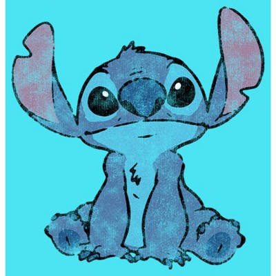 Lilo & Stitch Girl's Lilo & Stitch Faded Sketch Stitch Crop T-Shirt - Blue - Medium — фото 2