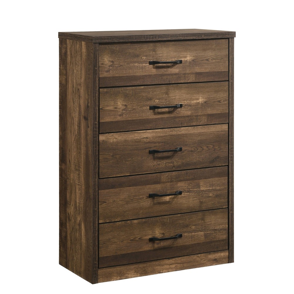 Culver Rustic 5 Drawer Chest Walnut - miBasics