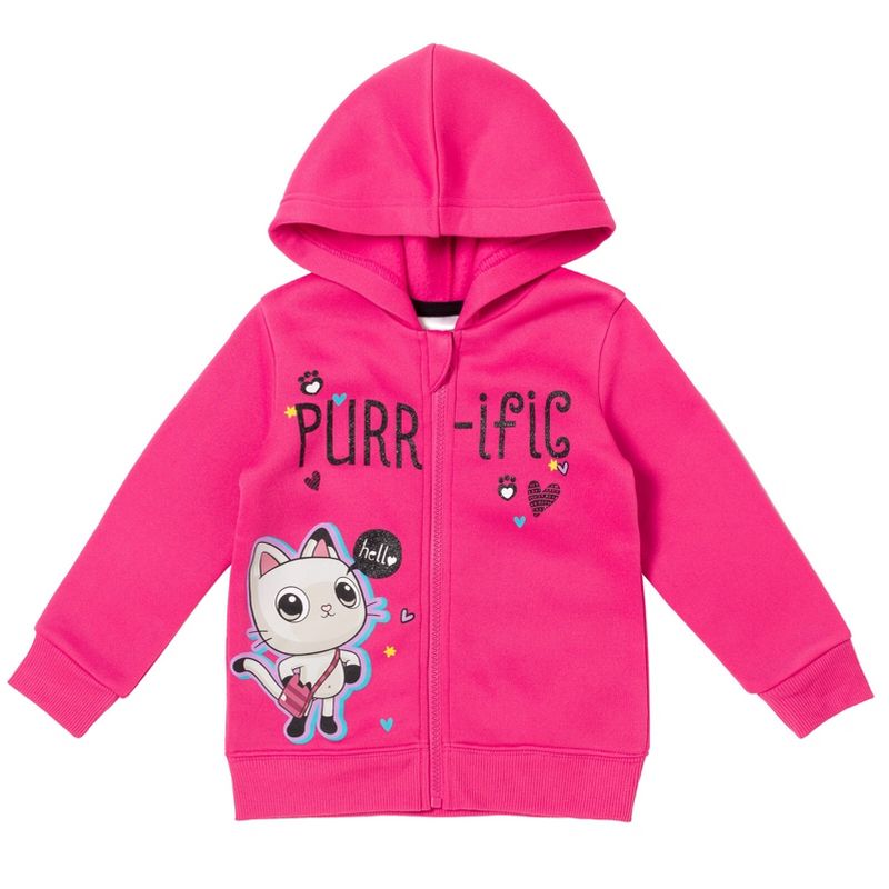 Gabby's Dollhouse Gabby Pandy Paws Girls Zip Up Fleece Hoodie T-Shirt and Leggings 3 Piece Outfit Set Toddler to Big Kid , 5 of 9
