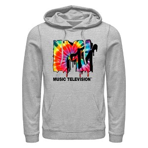Men's MTV Tie Dye Drippy Logo Pull Over Hoodie - 1 of 4