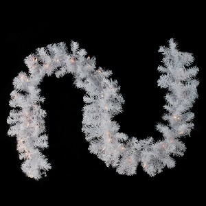 Northlight 9' x 12" Prelit White Crystal Spruce Artificial Christmas Garland - Clear Lights - 1 of 3