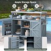 Mobile Outdoor Wooden Kitchen Island - Stainless Steel Top, Storage, Spice and Towel Racks - 3 of 4