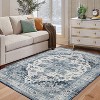 Machine Washable Low Pile Area Rugs - Non Slip Boho Vintage Indoor Carpet, Stain Resistant, Foldable for Living Room, Bedroom, Dining Room - 2 of 4