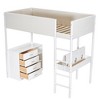 Full Size/twin Size Loft Bed Frame With 3 Storage Shelves, 4 Drawers, 1 Multifunctional Desk, Wool Fabric Platform Bed Frame, Space-Saving - image 2 of 4