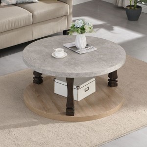 Mid-Century 2-Tier Gray Coffee Table with Storage Shelf - The Pop Home - 1 of 4