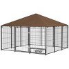 Outdoor Dog Kennel with Roof and Rotating Food Bowl Large Metal Dog Playpen Fence Crate Enclosure for Garden - LAOTIES - 4 of 4