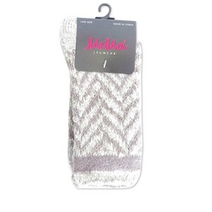 Memoi Classic Chevron Warm & Coze Crew Sock Charcoal Gray One Size - 1 of 2