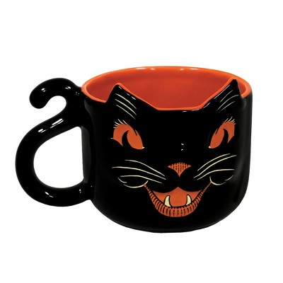 Beistle Beistle Vintage Halloween Ceramic Black Cat Mug, 12 oz Black
