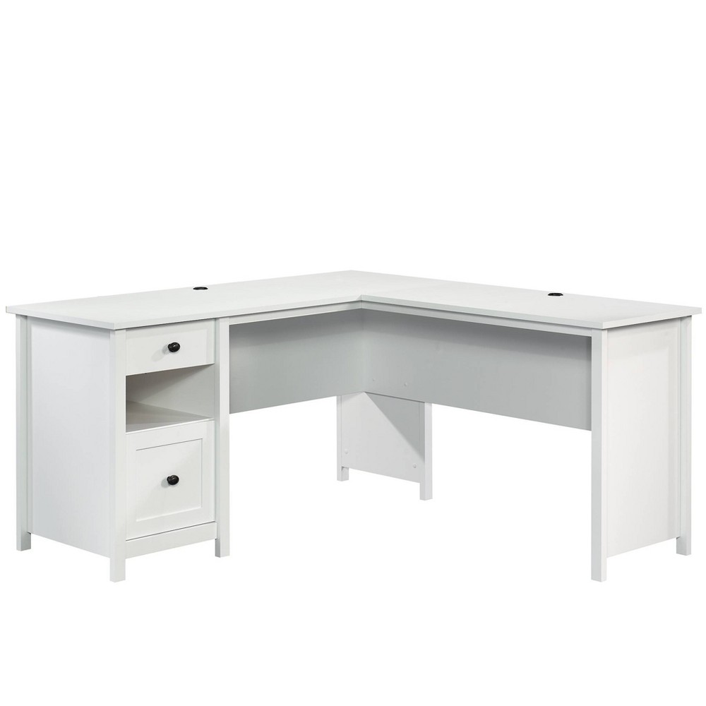 Photos - Office Desk Sauder County LineL-Shaped Desk with File Drawer Soft White - : Modern Home 