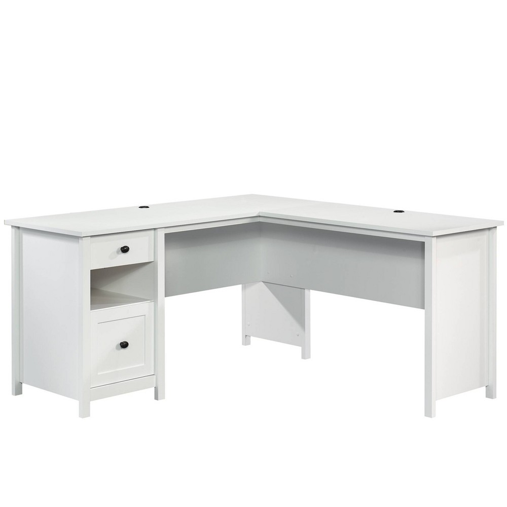 Photos - Office Desk Sauder County Line L-Shaped Desk with File Drawer Soft White - : Home Office Furniture, MDF Construction 