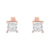 Haus of Brilliance 14K Rose Gold Plated Silver 1/2 Cttw Princess-Cut Square Diamond Stud Earrings - 4 of 4