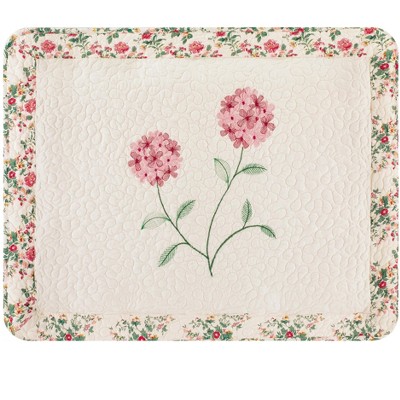 Collections Etc Embroidered Carnation Design Quilted Pillow Sham