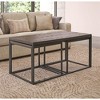 Interior Elements Steel Indoor Nesting Modern Coffee Table, Set of 3 for Living Room, Brown, 48" - 3 of 4