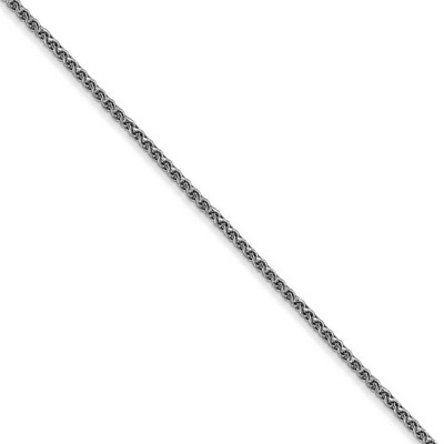 Black Bow Jewelry 1.2mm, 14k White Gold, Diamond Cut Solid Spiga Chain Necklace