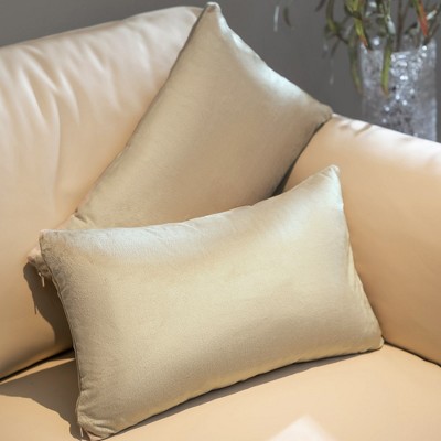 Taupe Velour Decorative Throw Pillows with Inserts, Set of 2