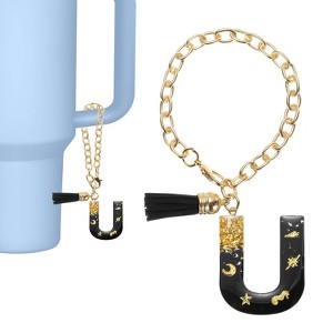 Unique Bargains Resin Lightweight Decorative Tassel Keychain Handle Charm Black with Gold Foil 1 Pc - 1 of 4