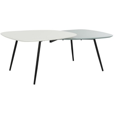 Transitional Bi-Level Oval Coffee Table in White and Grey