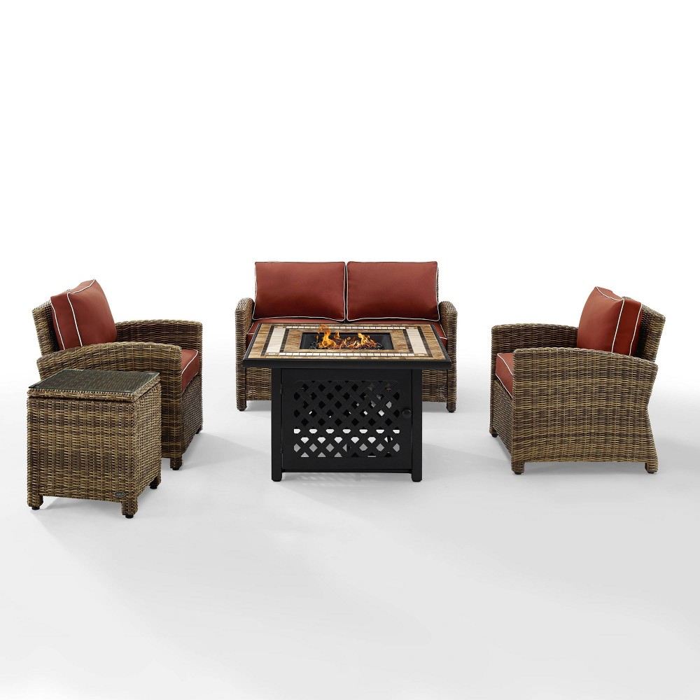 Photos - Garden Furniture Crosley 5pc Bradenton Steel Outdoor Patio Fire Pit Furniture Set Sand Sang 