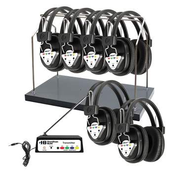 HamiltonBuhl® AudioFlow™ Wireless 6-Person Listening Center with Multi-Frequency Transmitter, Wireless Headphones & Rack