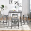 Okak 5-Piece Farmhouse Style Bar Dining Table Set & Bar Stools for Kitchen,Dining Room,Vintage Dinette Set with Solid Wood Frame - 3 of 4