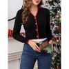 Women's Long Sleeve Cropped Cardigan Ugly Christmas Sweater Open Front Embroidery Knit Button Down Cardigans Cropped - 3 of 4